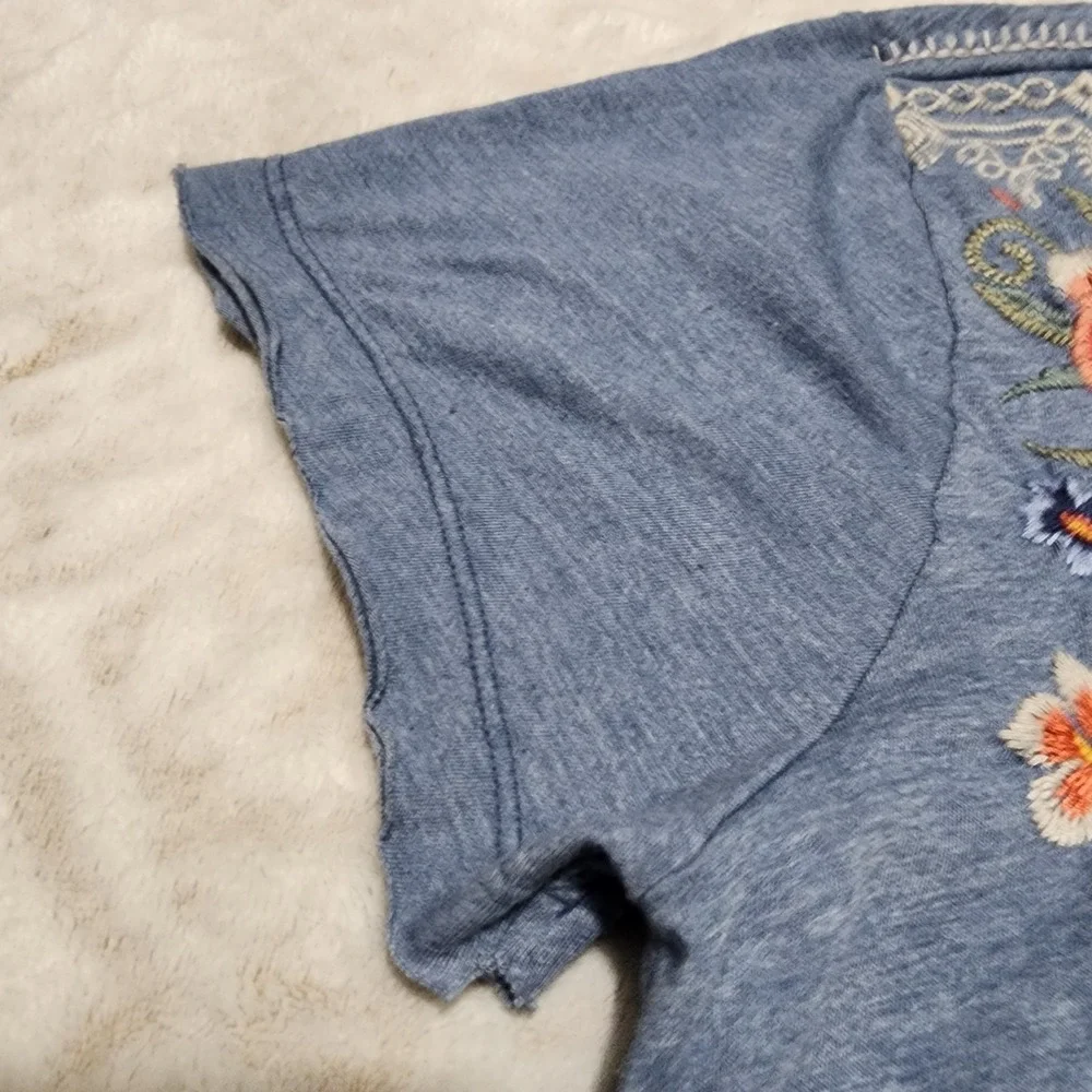 Johnny Was Women's Drape embroidered tunic dress Size S Blue Bohemian Beachy